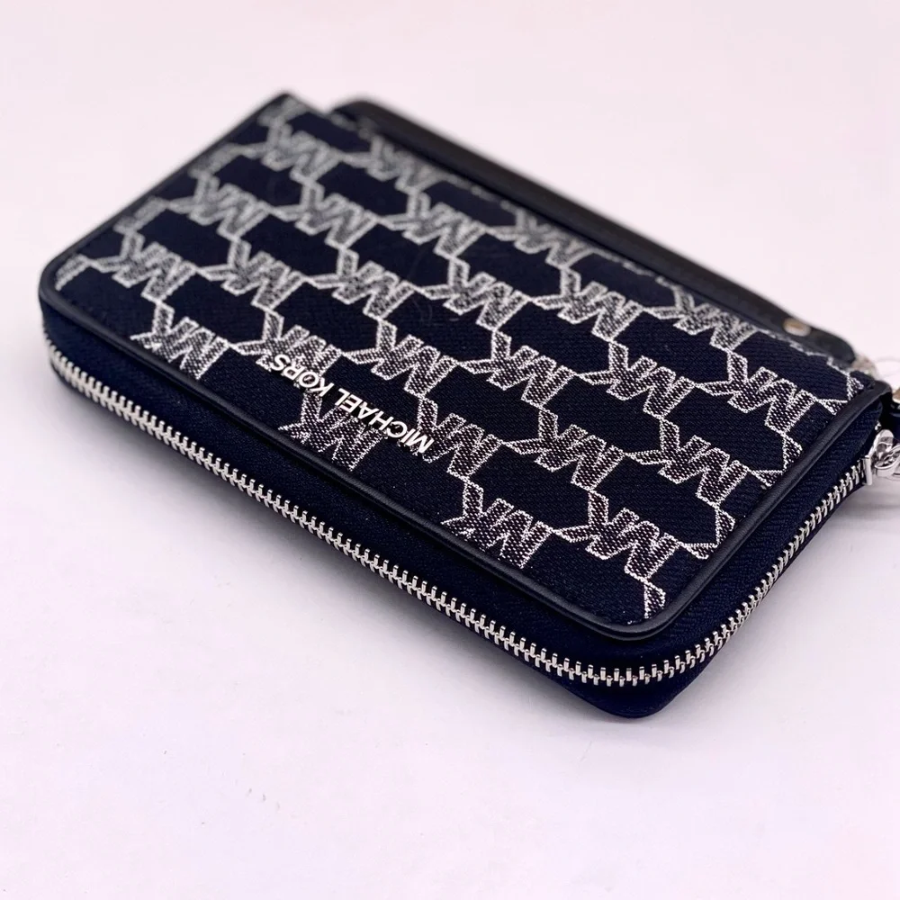Michael Kors Jet Set Travel Wallet Phone Case Wristlet Glimmer MK Print